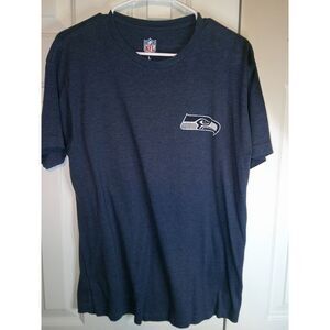 NFL Seattle Seahawks Graphic T-Shirt Team Logo Front Back Print‎ Navy Blue Large